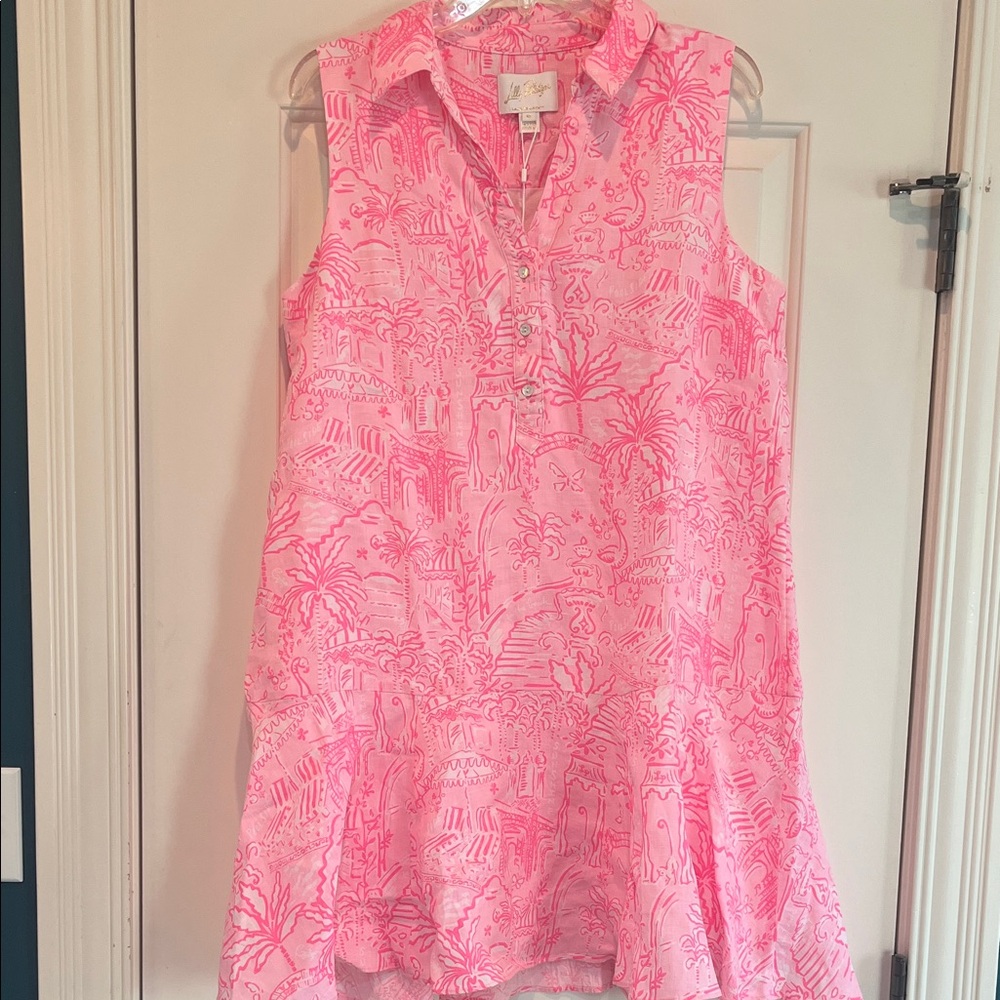 Lilly Pulitzer Pink Ellowyn Linen dress. Size M NWT